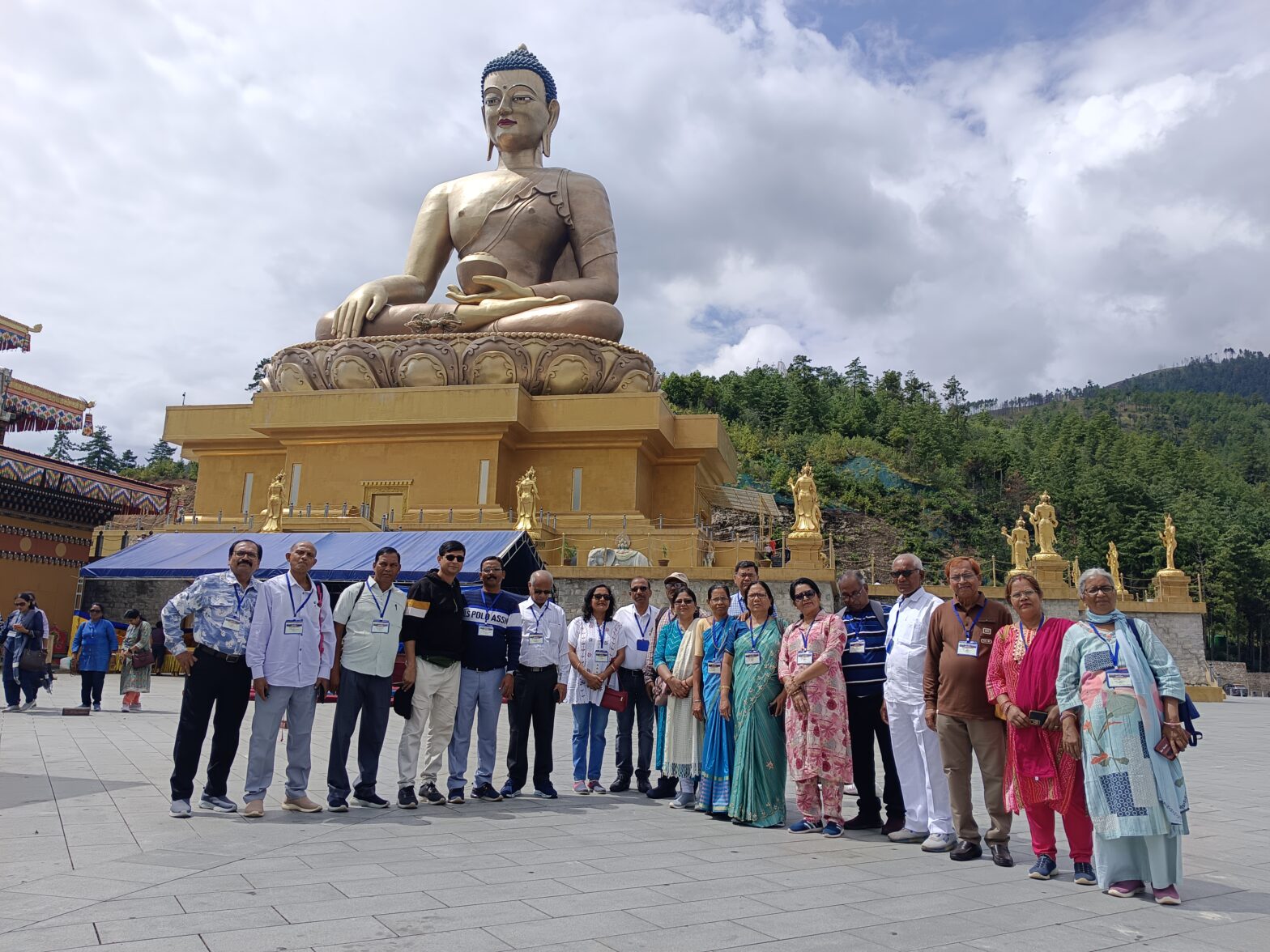 Tourist are standing at Buddha Dordenma at Thimphu, Bhutan