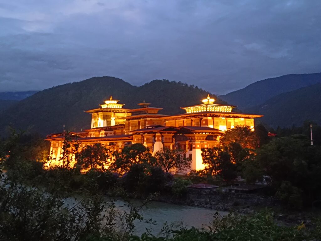 Punakha Dzong in the Evening lighting, Bhutan Package